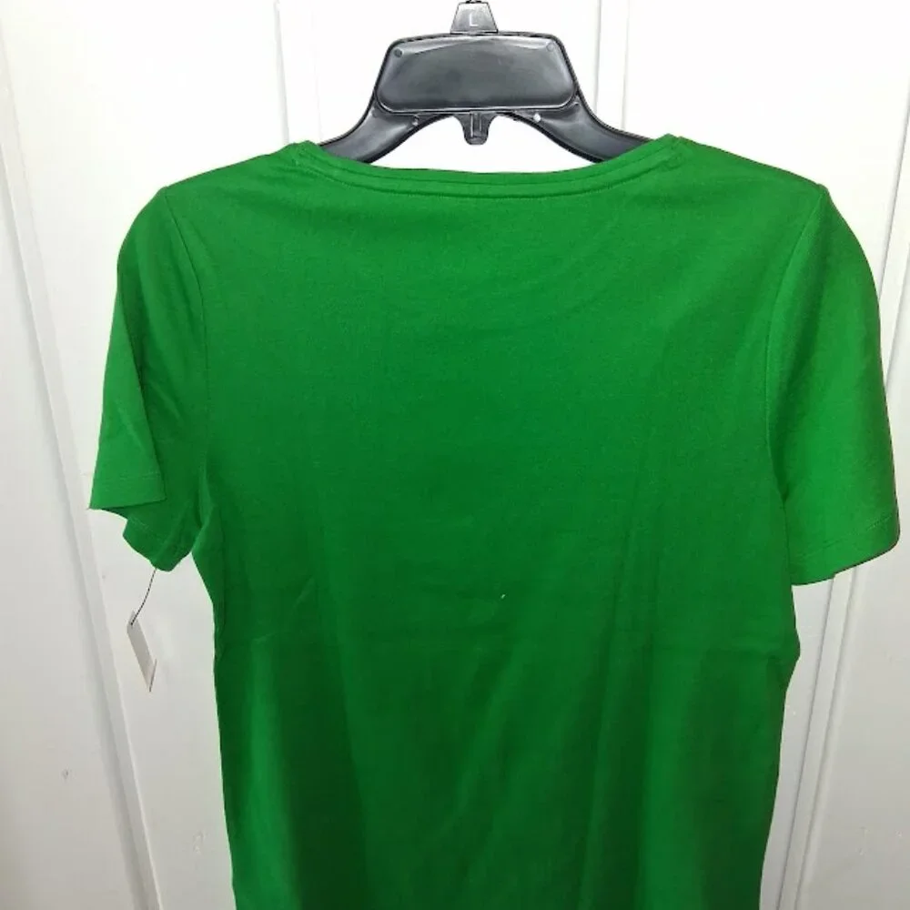 Talbots Round Neck Cotton Short Sleeve Tee Shirt NWT Sz M or LP Kelly Green - Picture 3 of 4